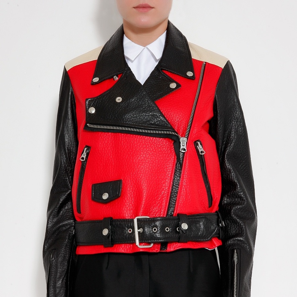 Rare Acne Studios color block leather jacket.
